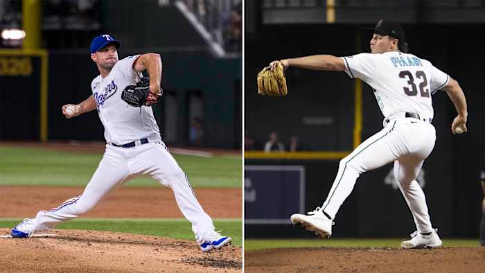 Max Scherzer on the left, Brandon Pfaadt on the right.